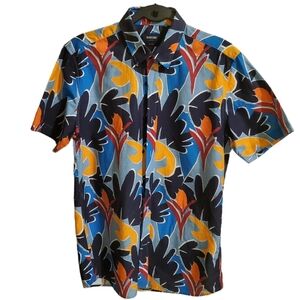 Barkers NZ 100% Cotton Short Sleeve Tropical Design Button Down Shirt S